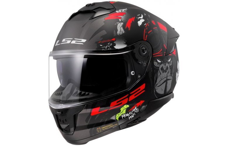 ΚΡΑΝΟΣ LS2 STREAM II FF808 ANGRY MONKEY MATT BLACK RED