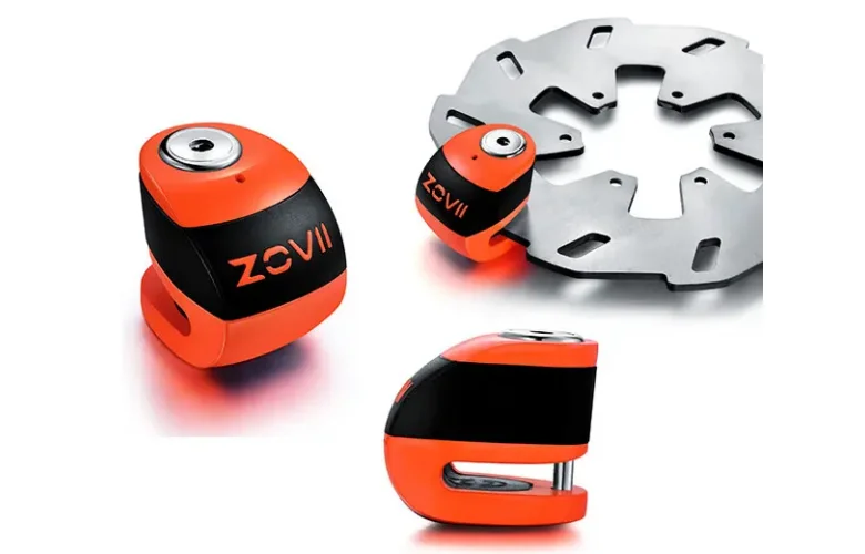 Κλειδαριά Δισκόφρενου ZOVII ZS6 με Συναγερμό Πορτοκαλί FLUO/Μαύρη