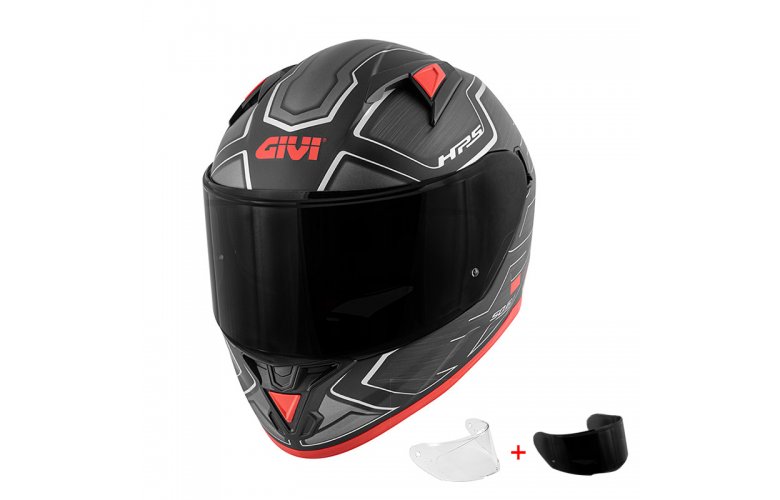 Κράνος Givi H50.6 Sport Deep Mat Black/Red + Ζελατίνα Φυμέ