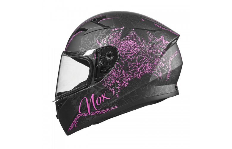 Κράνος Nox N961K Bloom Junior mat μαύρο/neon ροζ