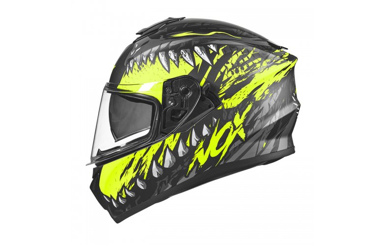 Κράνος Nox N961K Beast Junior mat μαύρο/neon κίτρινο