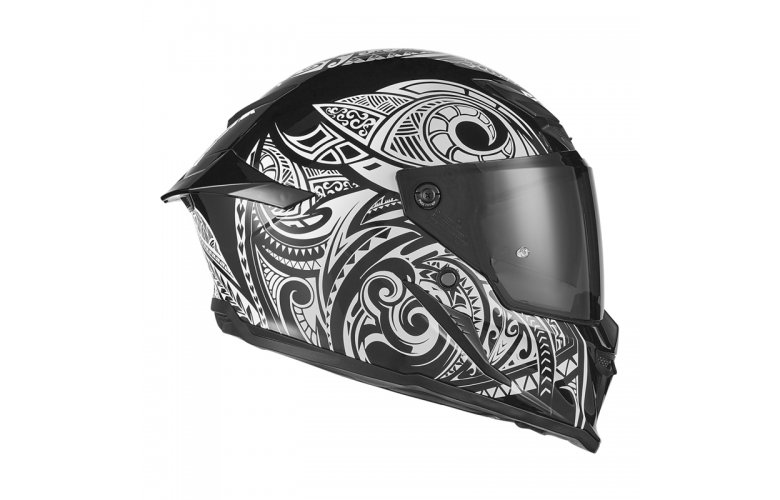 Κράνος Nox Exklusiv Goliath Maori ECE 22.06 άσπρο/μαύρο + extra φυμέ ζελατίνα