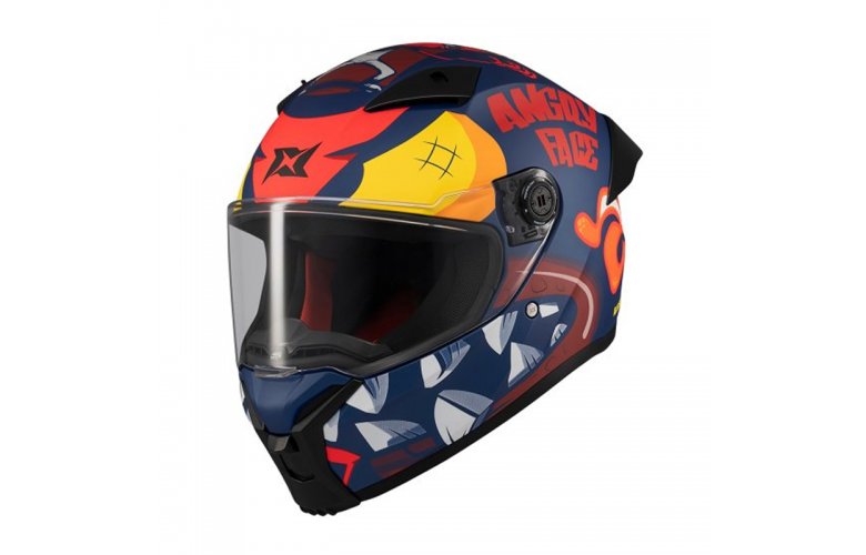 Κράνος AXXIS Fenix ECE22.06 Angry face C5 μαύρο/κόκκινο matt