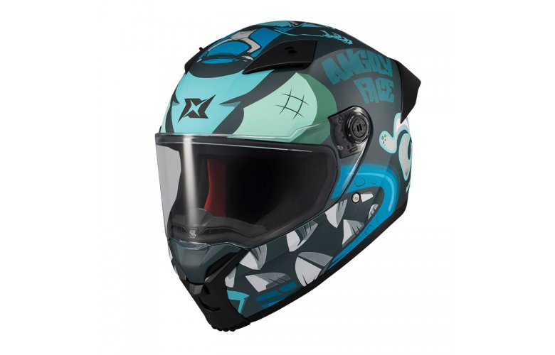 Κράνος AXXIS Fenix ECE22.06 Angry face C7 μαύρο/μπλε ματτ