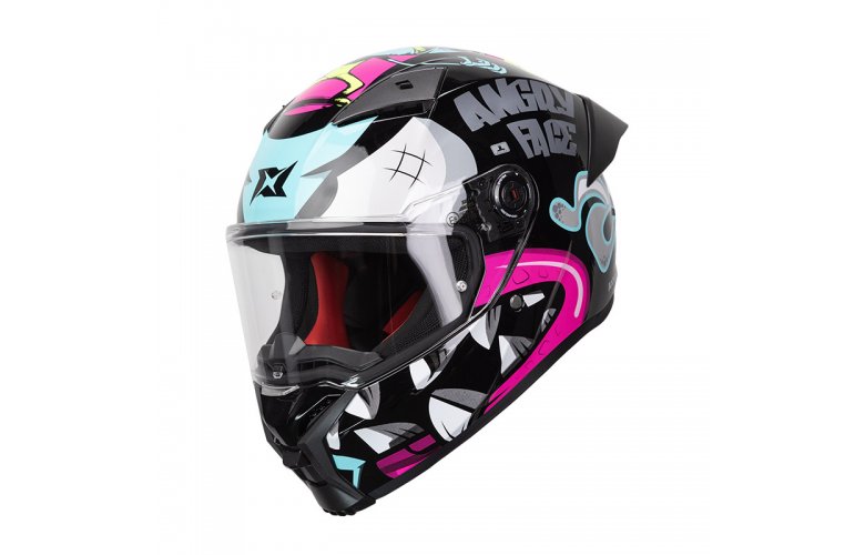 Κράνος AXXIS Fenix Angry Face B8 μαύρο/μπλε/ροζ gloss