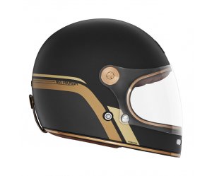 Κράνος Nox Revenge FIBERGLASS Strobe ματ μαύρο/χρυσό