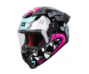 Κράνος AXXIS Fenix Angry Face B8 μαύρο/μπλε/ροζ gloss