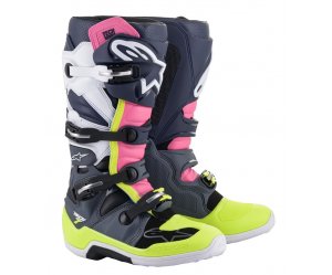 ΜΠΟΤΕΣ ALPINESTARS TECH 7 ΜΠΛΕ/ΛΕΥΚΟ/ΡΟΖ/ΚΙΤΡΙΝΟ